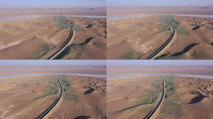 冬季沙漠河流公路