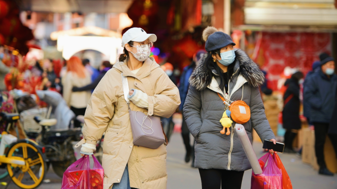 【4K原创】新年城市热闹喜庆买年货