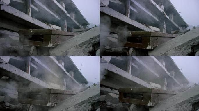 地震时建筑物碎石掉落
