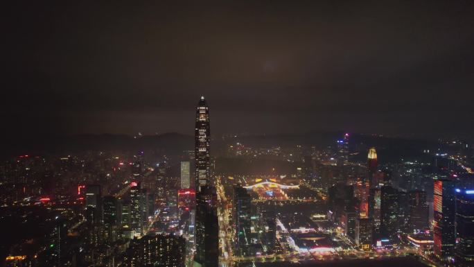 航拍深圳市民中心灯光秀4K