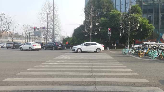 【4K】城市道路 红绿灯人行路口