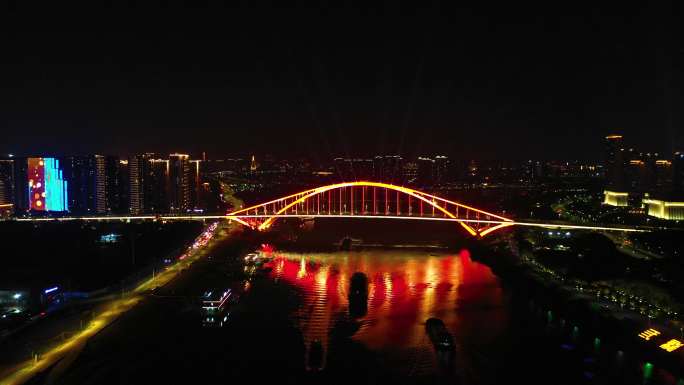 4K佛山东平大桥夜景航拍