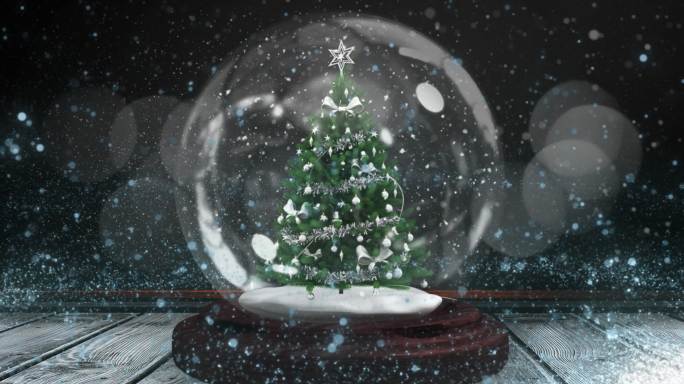 木面雪球中流星绕圣诞树