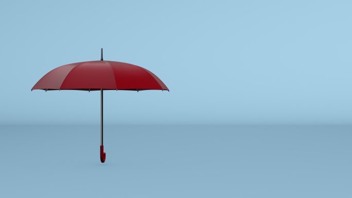 红色雨伞旋转、保护概念