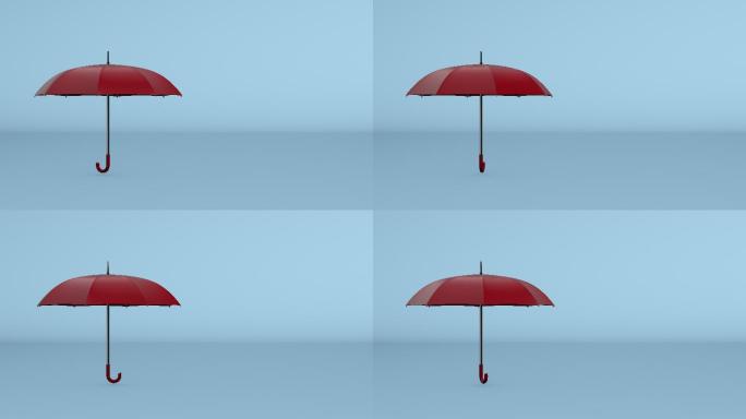 红色雨伞旋转、保护概念