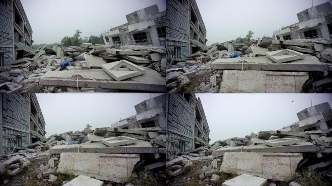 地震后废墟中的建筑物