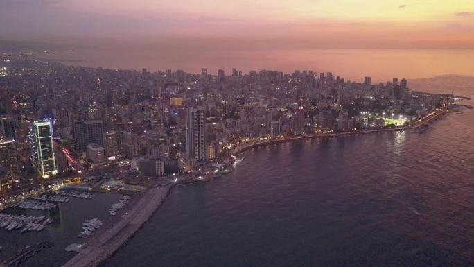无人机俯瞰黎巴嫩贝鲁特。