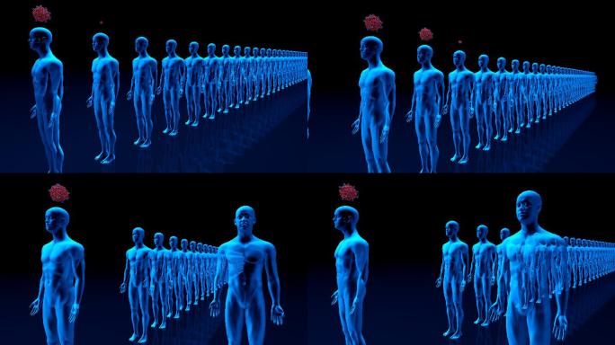 社交距离核酸检测排队间距三维人体模型