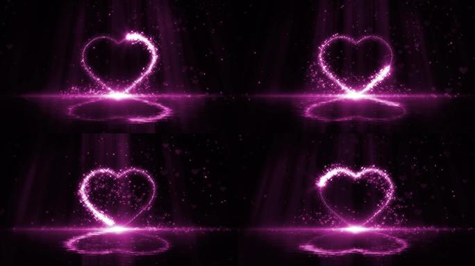 4k紫色爱心粒子视频素材