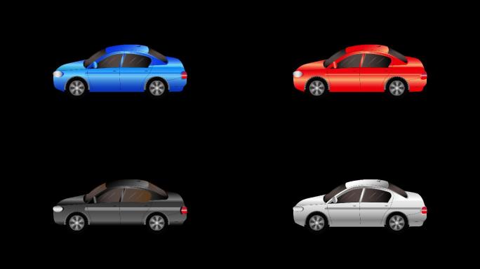 四色轿车左行透明通道预览