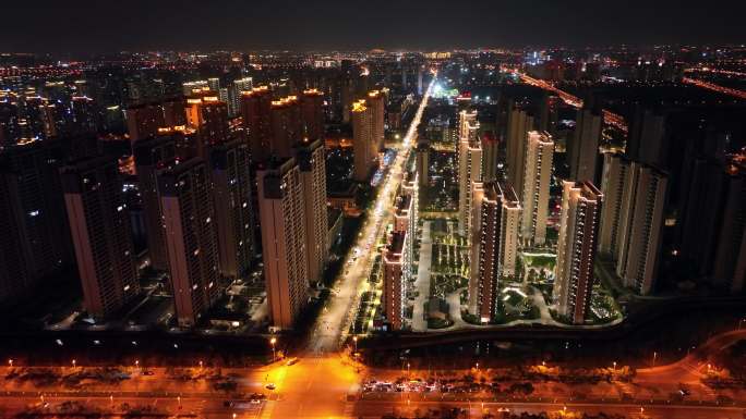 城市居民楼夜景