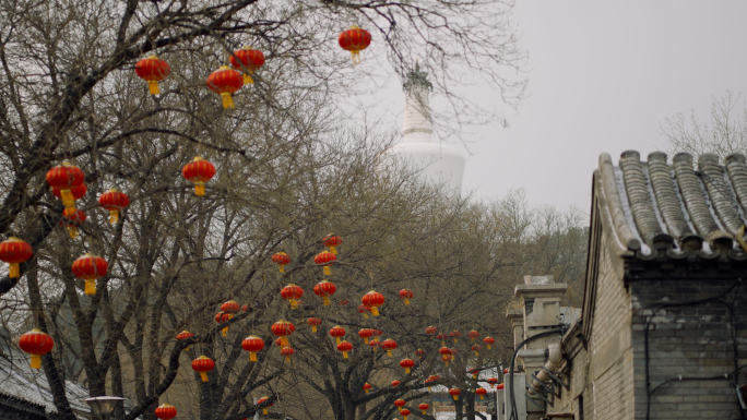 【4K】北京街头节日红灯笼01-日景空镜