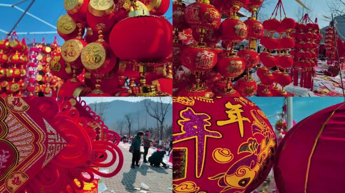 红红火火的年集，春节年集素材