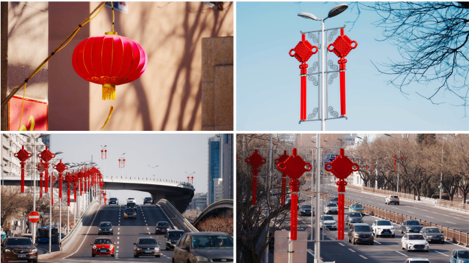 北京街道过年灯笼氛围