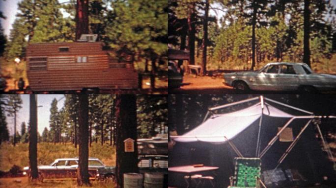 1966年帐篷和汽车拖车在美国旅行