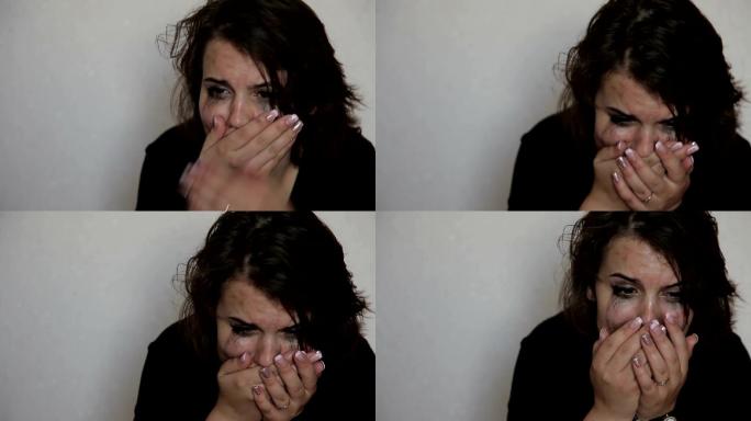 抑郁中的少女哭泣视频素材