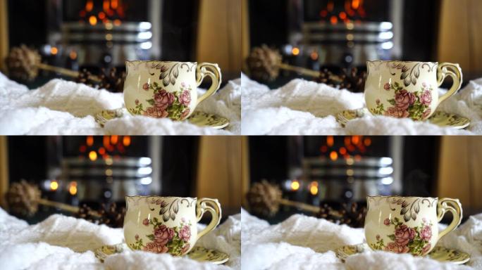 热咖啡或一杯带蒸汽的茶