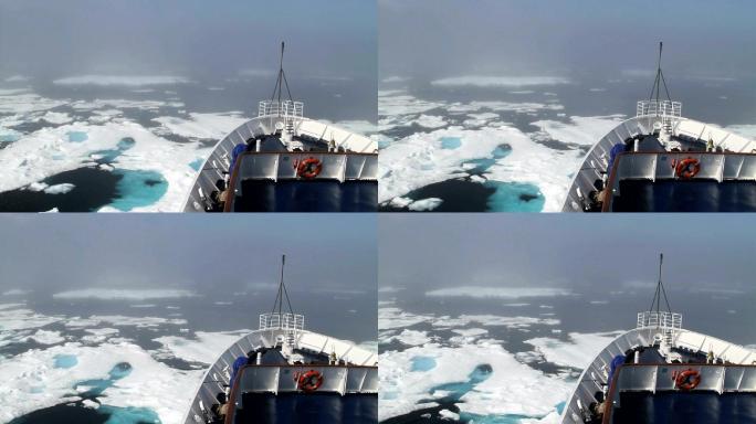 冰面上的船只大海海洋航行远航远洋货船游船