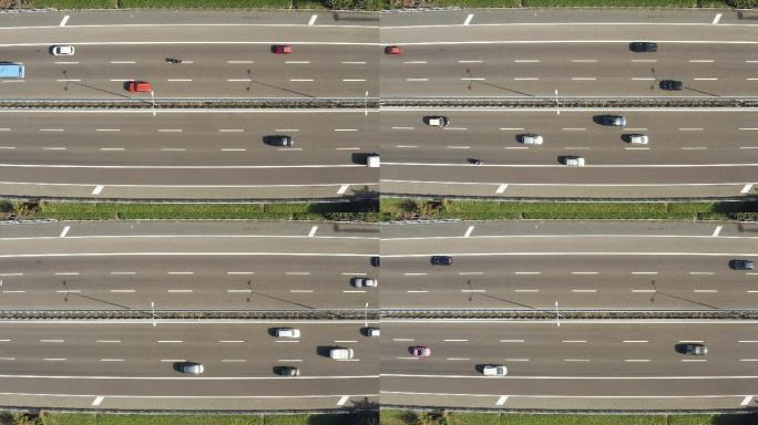 汽车经过的公路鸟瞰图
