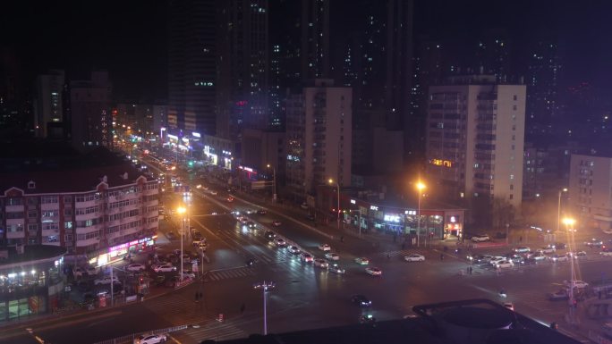 延时俯拍夜景城市