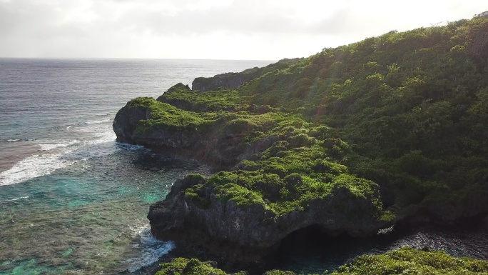 热带珊瑚岛岛屿海岛海面海水大海全景