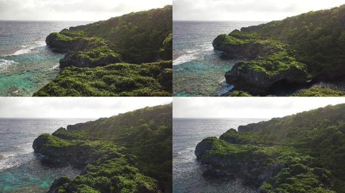 热带珊瑚岛岛屿海岛海面海水大海全景