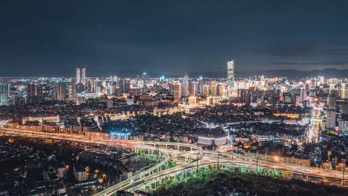 昆明夜景恒大雅苑楼顶（大树营立交桥）