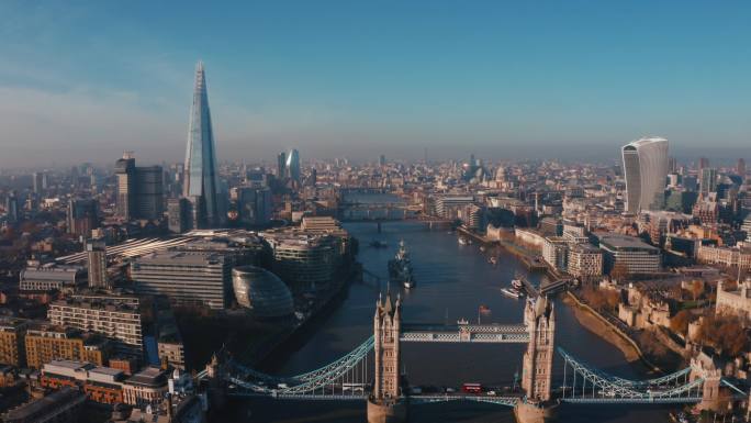 俯瞰泰晤士河国际地标航拍伦敦桥