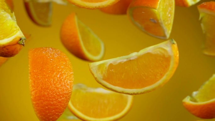 多汁美味的成熟橙子片