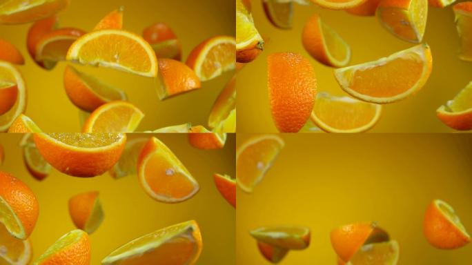 多汁美味的成熟橙子片