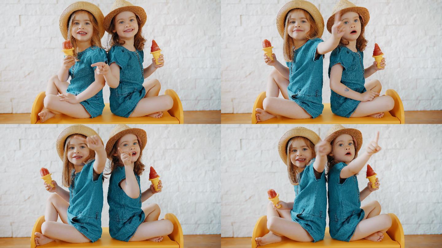 吃冰淇淋的小女孩可爱儿童
