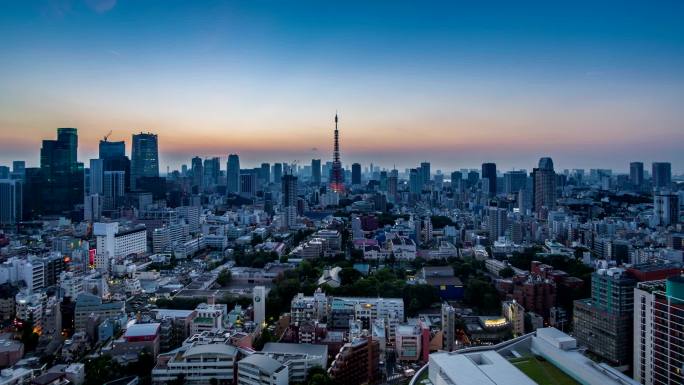 日落时的东京城全景