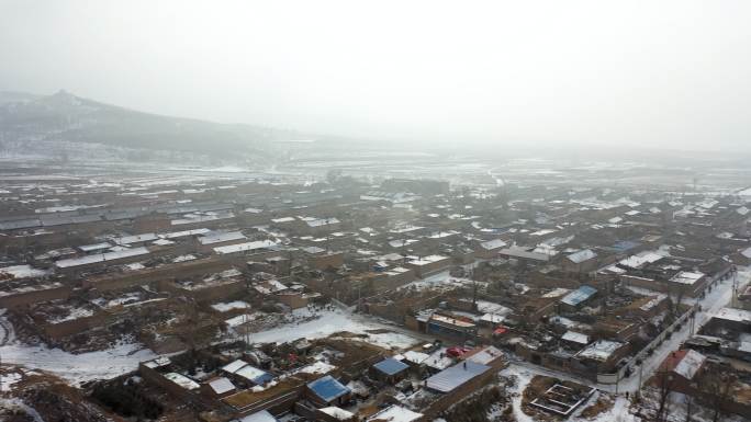 大同镇边堡古村落冬季雪景航拍