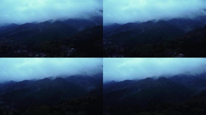 清晨阴暗山脉雨天山峰山脉气候季节