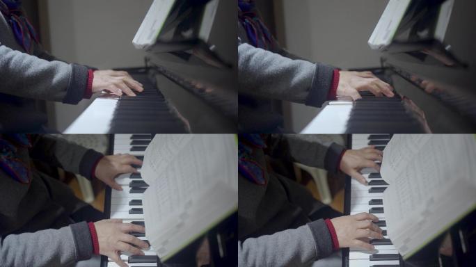 钢琴演奏黑白琴键音乐表演音乐老师