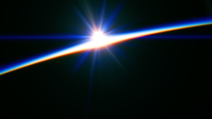 太空中的日出壮观震撼地平线特效自转