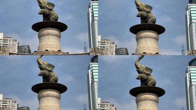 南宁地标五象广场大象雕像特写镜头
