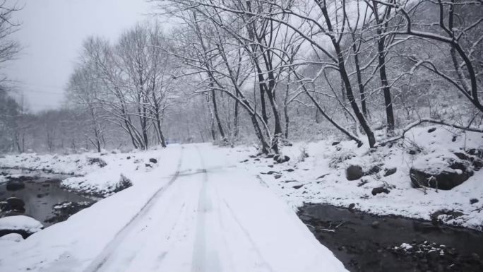 雪地小路奔跑