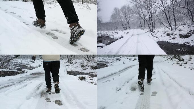 雪地小路奔跑