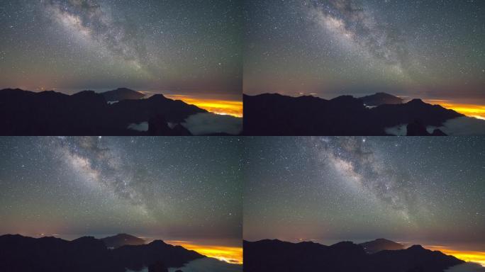 从拉帕尔马看天空中升起的银河