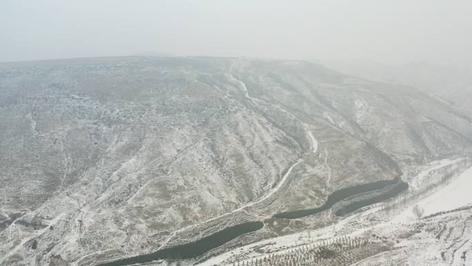 大同方山镇川明长城冬季雪景航拍