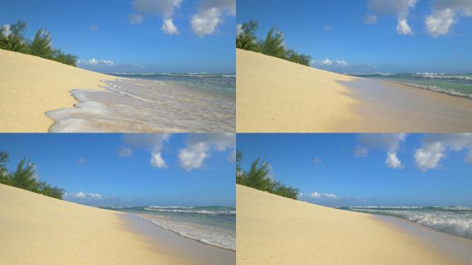 海水冲刷沙滩的镜头