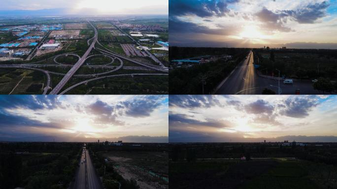 4K素材：航拍京藏高速宁夏段公路