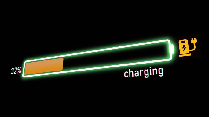充电进度条charging充满中绿电加载