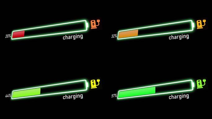 充电进度条charging充满中绿电加载