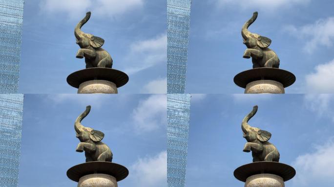 南宁金湖广场大象雕像特写延时摄影