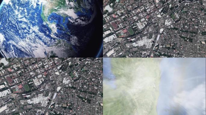地球放大缩小卫星定位高德地图穿梭动画