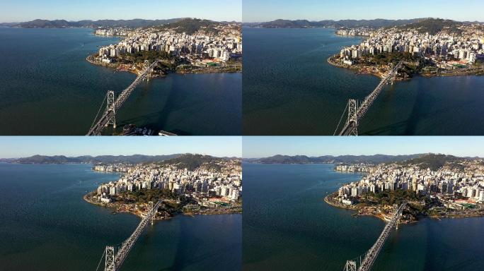 巴西的湖泊城市建筑快速发展航拍延时国外地