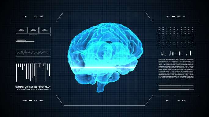 医学抽象动画脑部扫描神经影像诊断技术