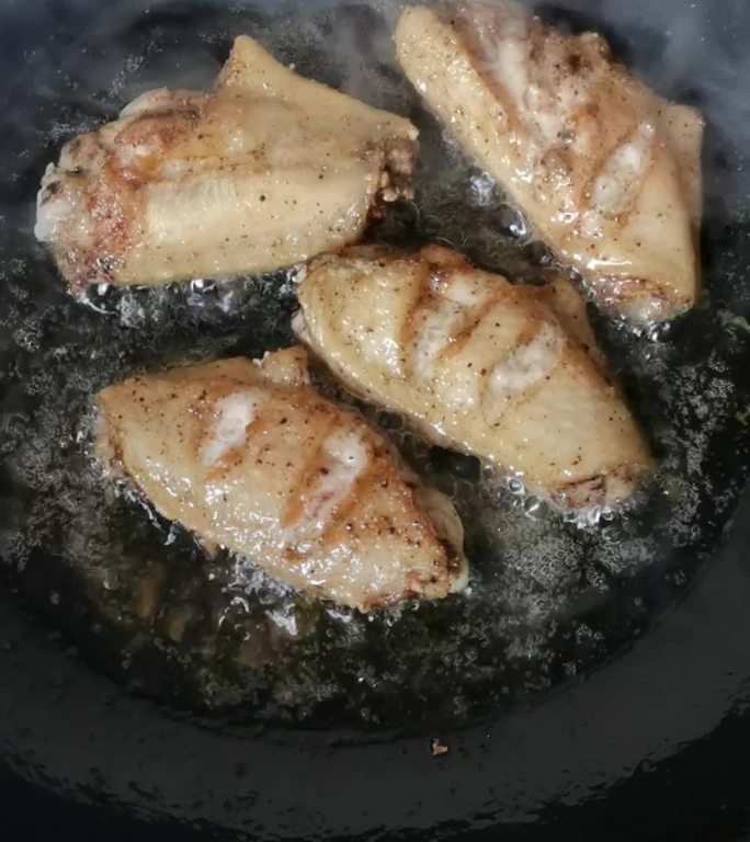 鸡翅香煎加工制作烹调美食